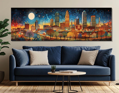 Oklahoma City Canvas Print – Abstract Starry Night Painting | Framed Wall Art Ready to Hang