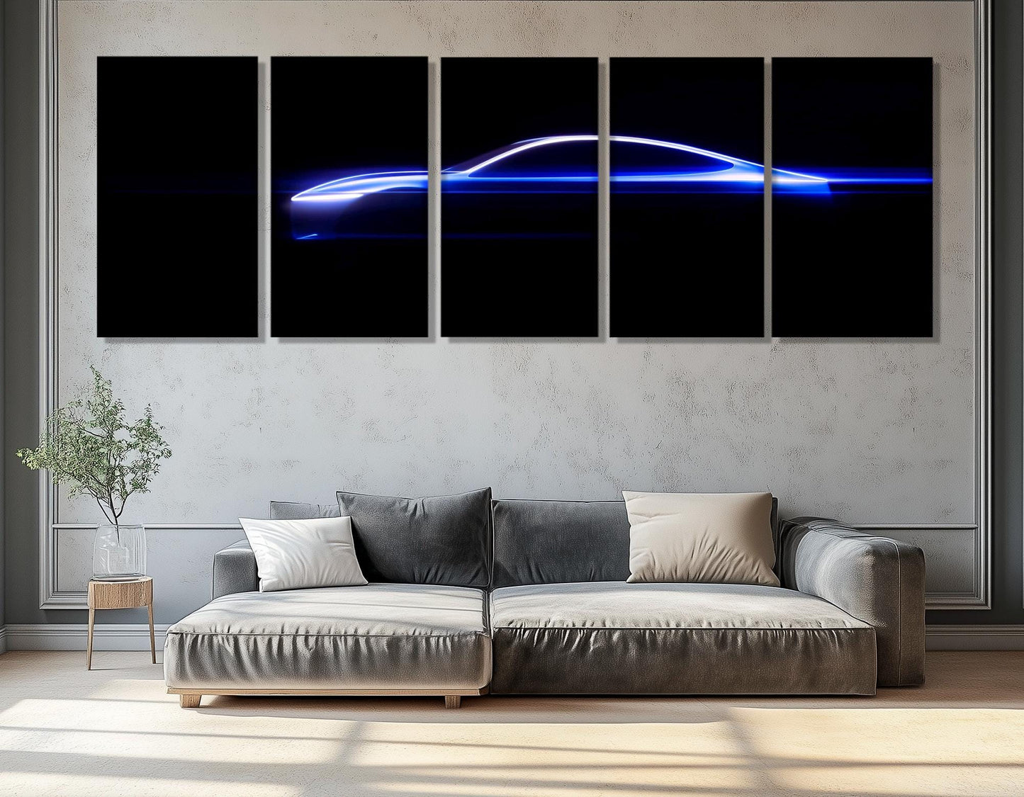 Sports Car Canvas Print – Minimalist Car Silhouette, Framed & Ready to Hang