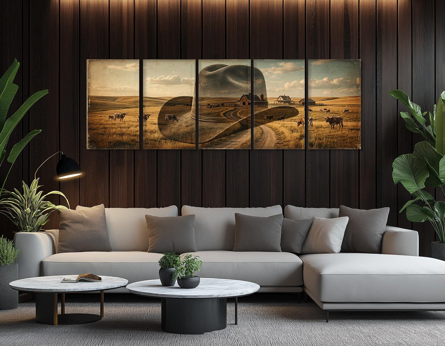 Cowboy Hat Canvas Print, Ranch Painting, Large Western Wall Art, Framed and Ready to Hang