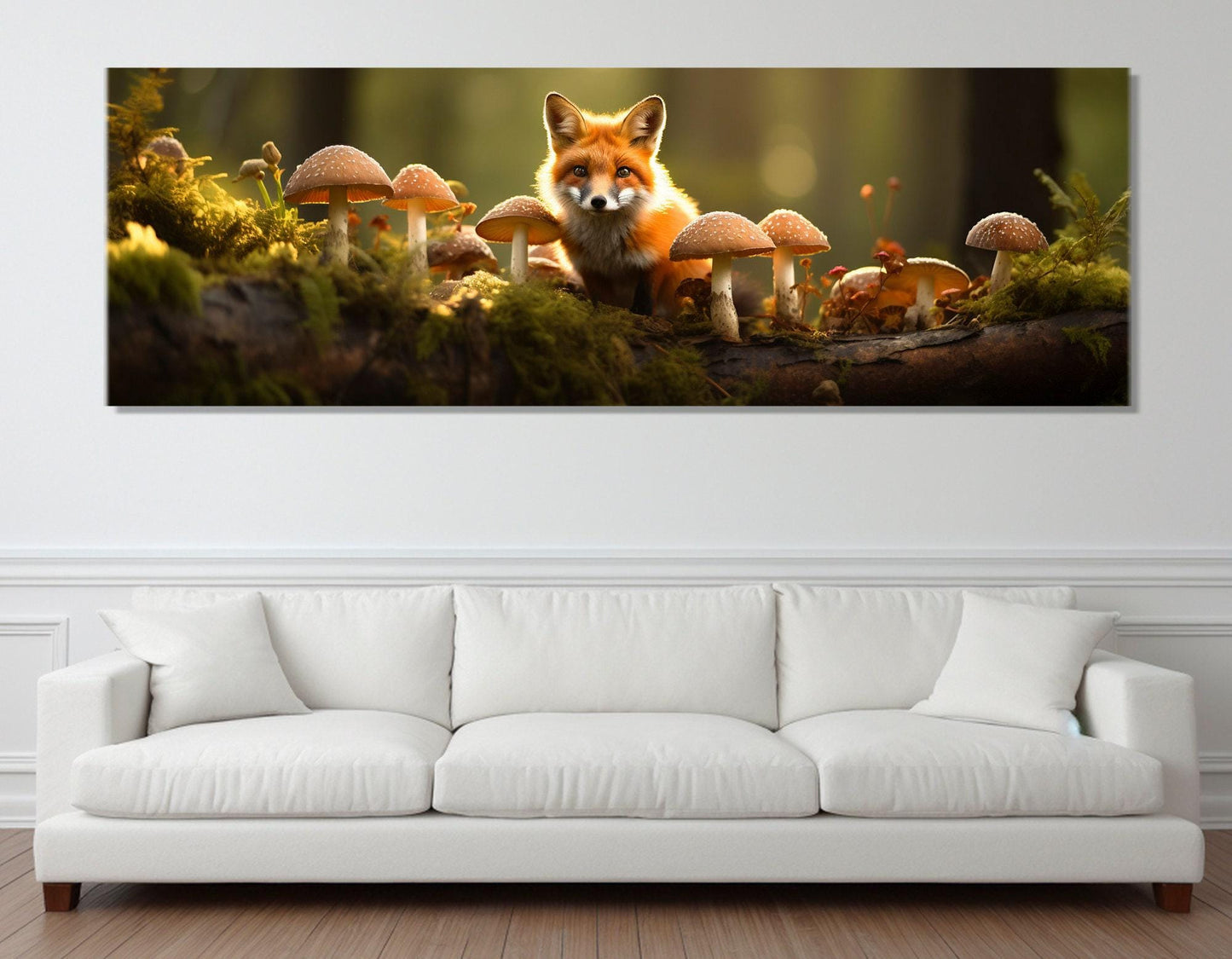 Fox Canvas Print – Forest Wall Art With Mushrooms | Framed & Ready To Hang