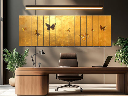 Gold Butterfly Wall Art - Printed Wood Panel | Luxury Wood Wall Decor