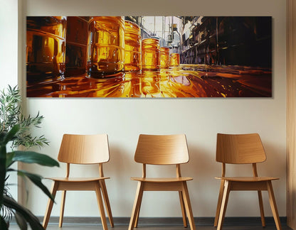 Petrol Factory Canvas Print – Framed Cotton Wall Art | Industrial Oil Production Decor