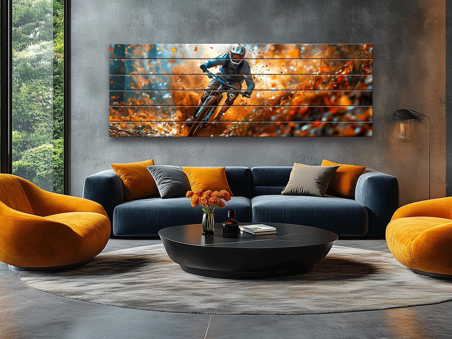 Mountain Biker Print – Natural Wood Wall Art | Outdoor Sports Decor