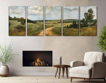 Green Meadow Canvas Print - Large Rustic Wall Art | Framed Floating Frame, Ready to Hang