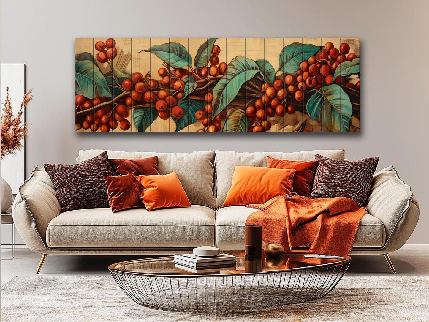 Coffee Tree Wood Art | Botanical Wall Art Printed On Natural Wood Planks