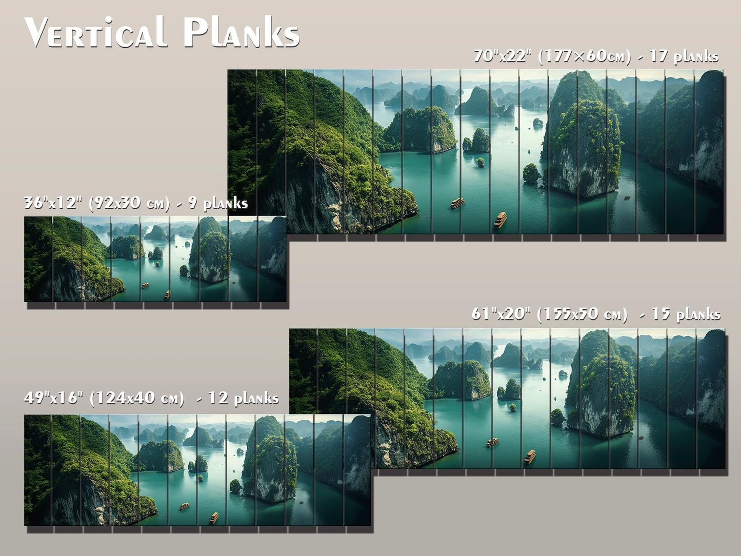 Vietnam Wood Wall Art – Large Hạ Long Bay Decor | Rustic Wood Wall Print