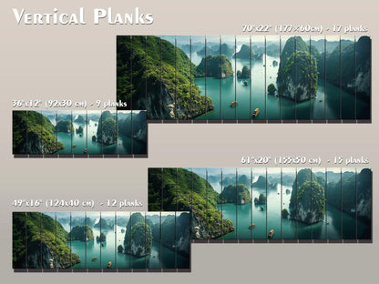 Vietnam Wood Wall Art – Large Hạ Long Bay Decor | Rustic Wood Wall Print
