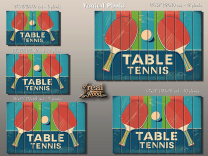 Vintage Table Tennis Art – Rustic Natural Wood Print | Unique Sports Gift