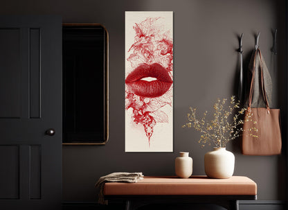 Red Lips Canvas | Modern Home Decor - Passionate Red Print Abstract Lips Poster