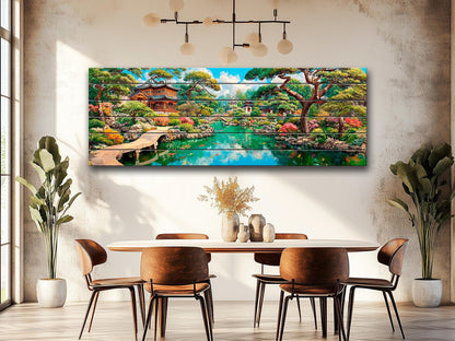 Chinese Garden Wood Wall Art, Yuyuan Pagoda Print on Real Wood