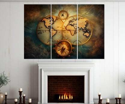 Vintage World Map Canvas Wall Art – Framed, Gallery Wrapped, Ready to Hang
