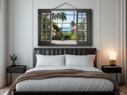 Wood Wall Art – Tropical View Print on Wood | Ready to Hang Wooden Wall Decor