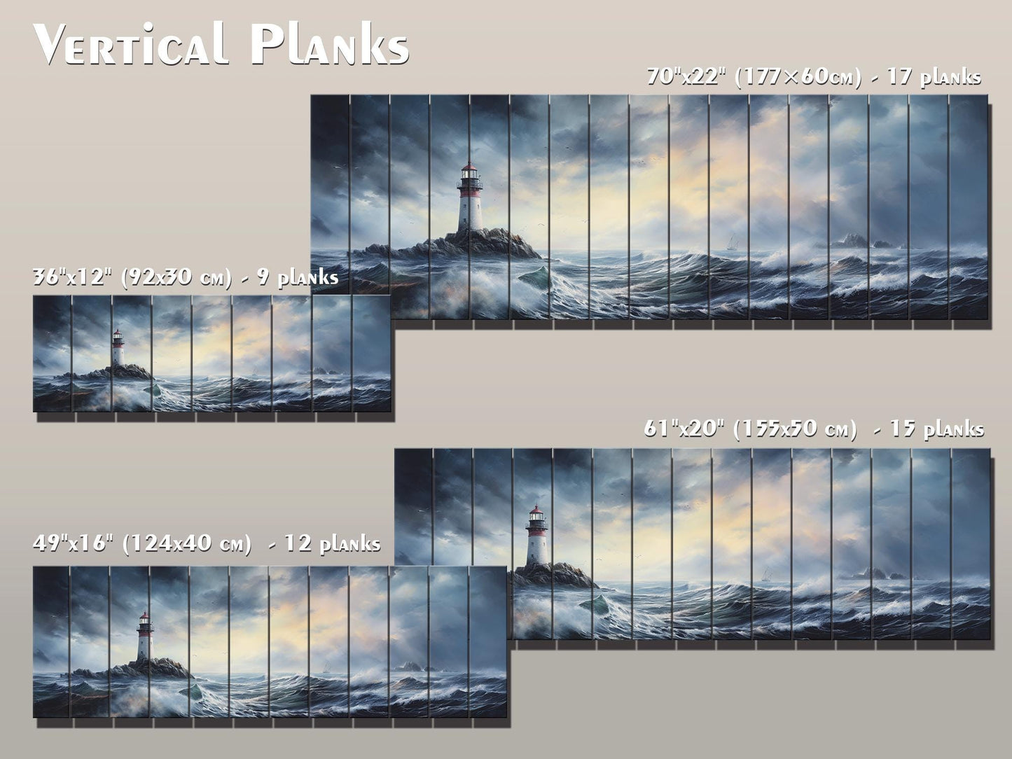 Nautical Wood Wall Art – Scenic Lighthouse Print on Wood | Coastal Home Decor