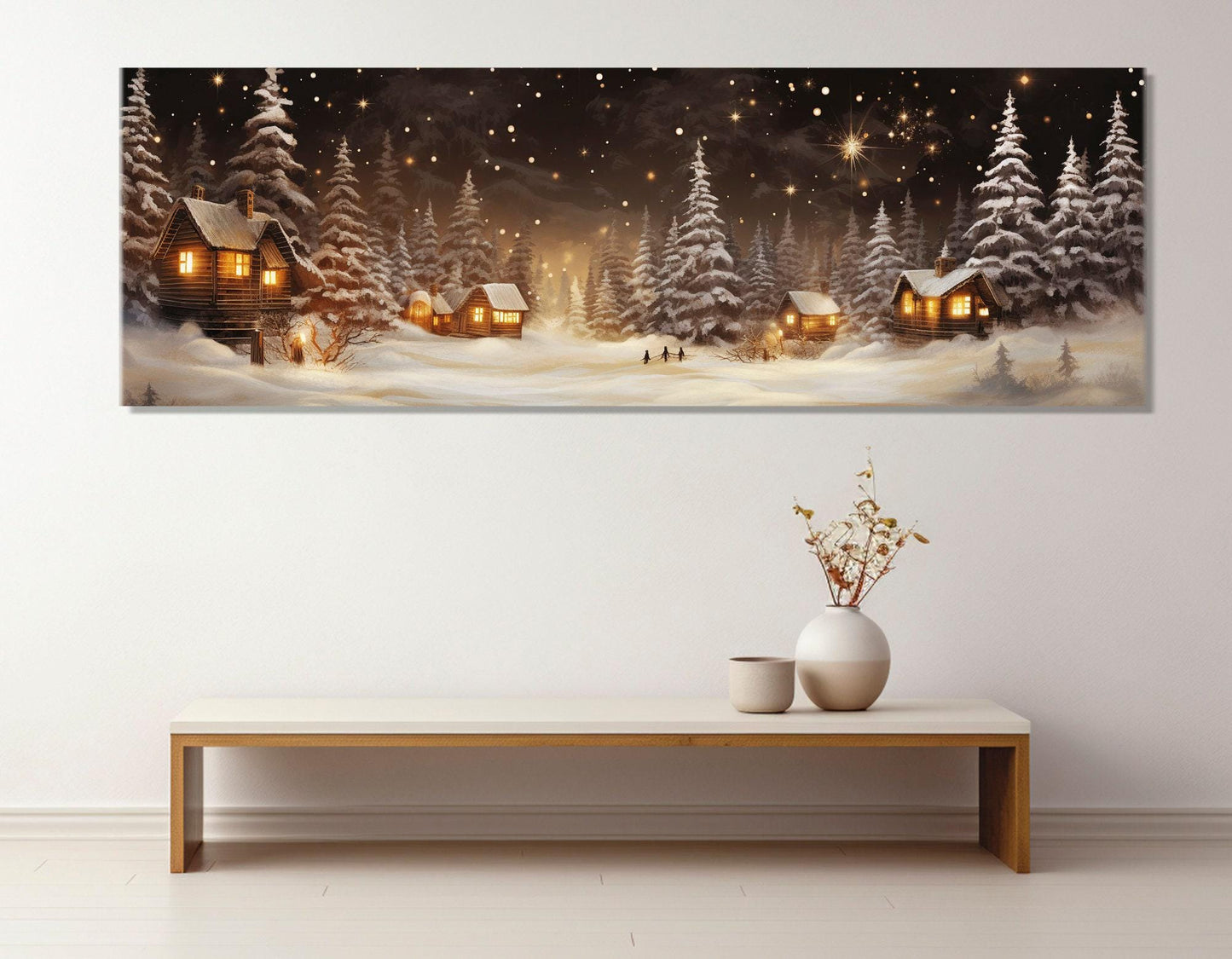 Winter Village Canvas Print – Framed Winter Canvas | Christmas Wall Art Decor