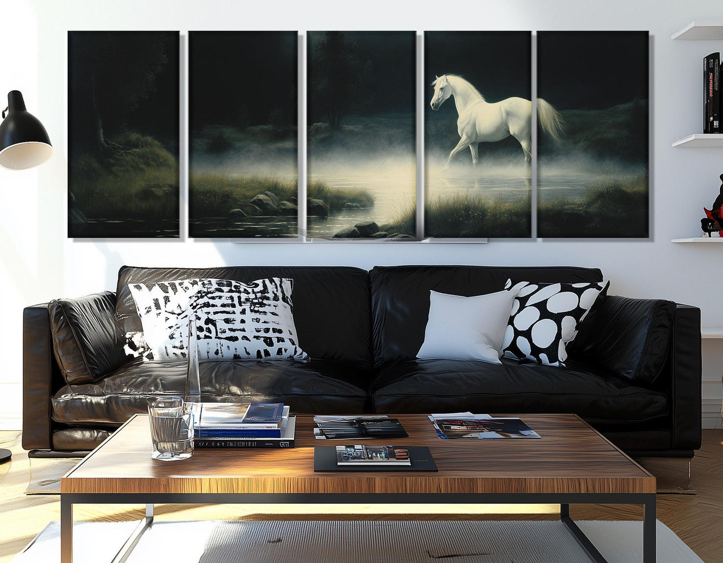 White Horse Canvas Print – Mystical Forest Horse Wall Art | Framed & Ready to Hang