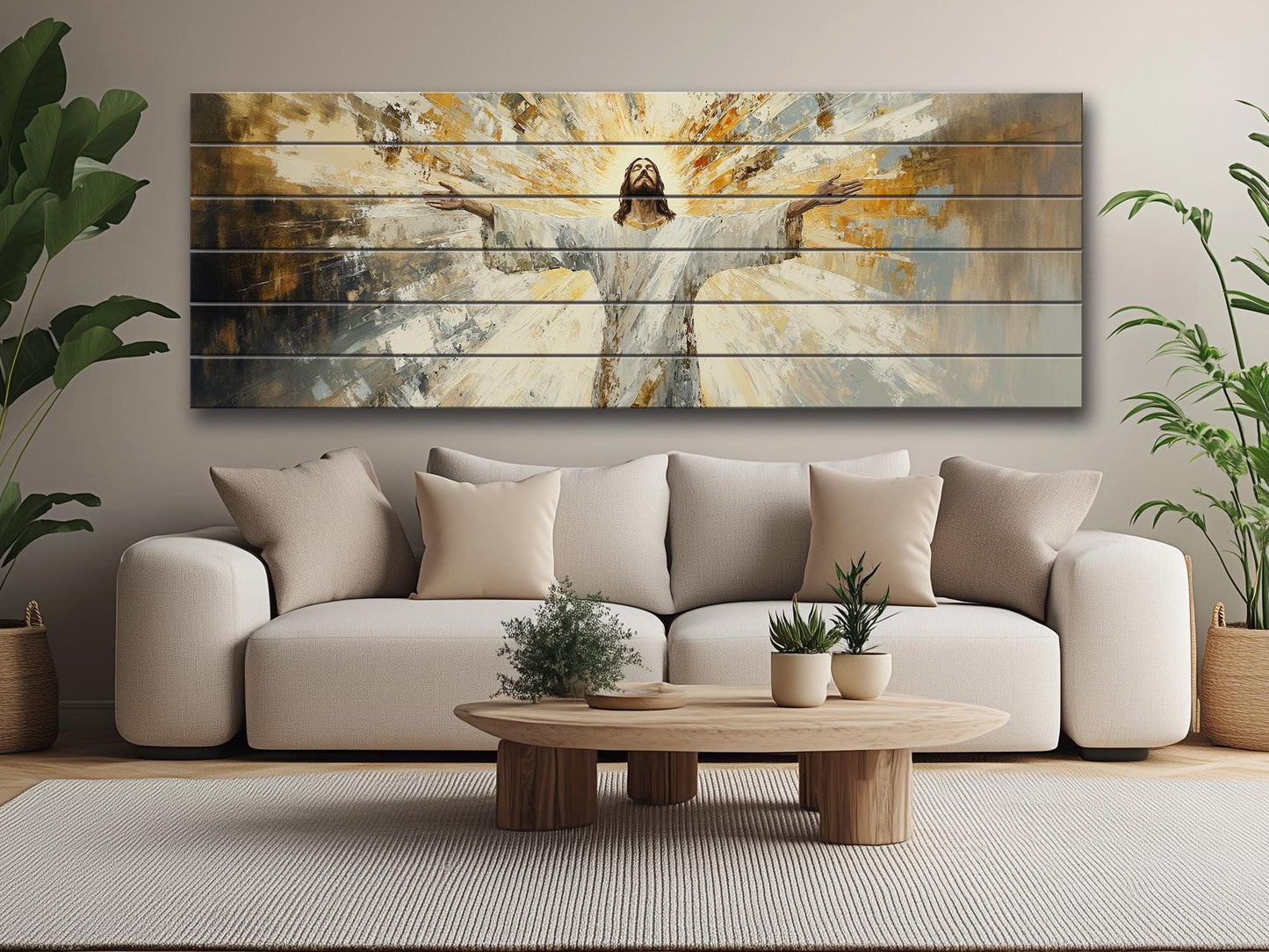 Jesus Christ Print | Rustic Wall Art on Natural Wood Planks - Christian Gift Idea