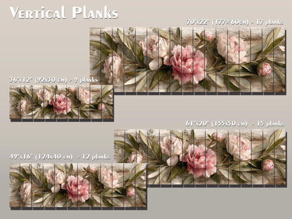 Peonies Print Wood - Beige Pink Floral Wall Art | Rustic Farmhouse Flower Print