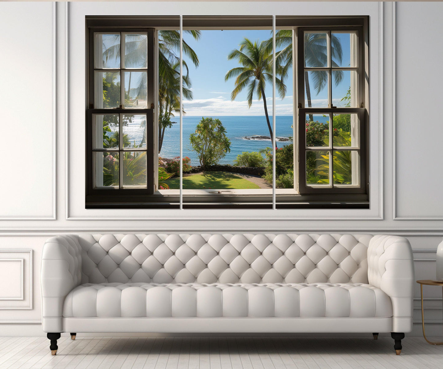 Waikiki Beach Canvas Print - Tropical Window Art | Framed Canvas Wall Art Ready to Hang