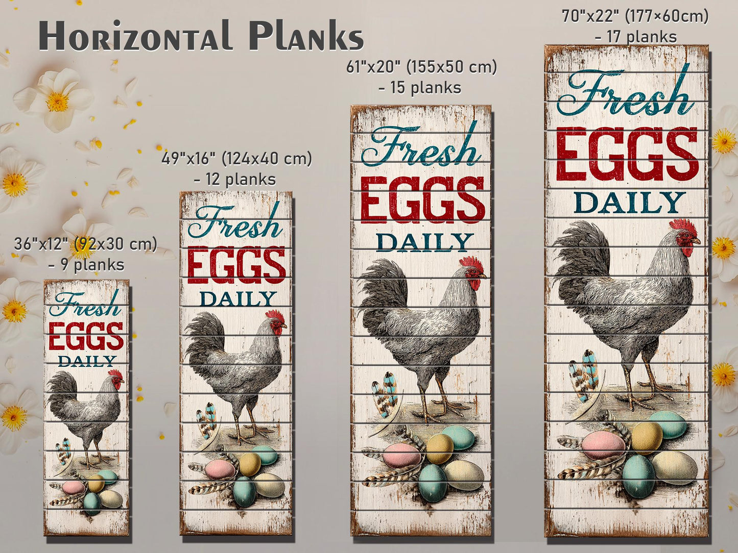 Fresh Eggs Wood Sign – Rustic Kitchen Decor With Distressed Wood Wall Art