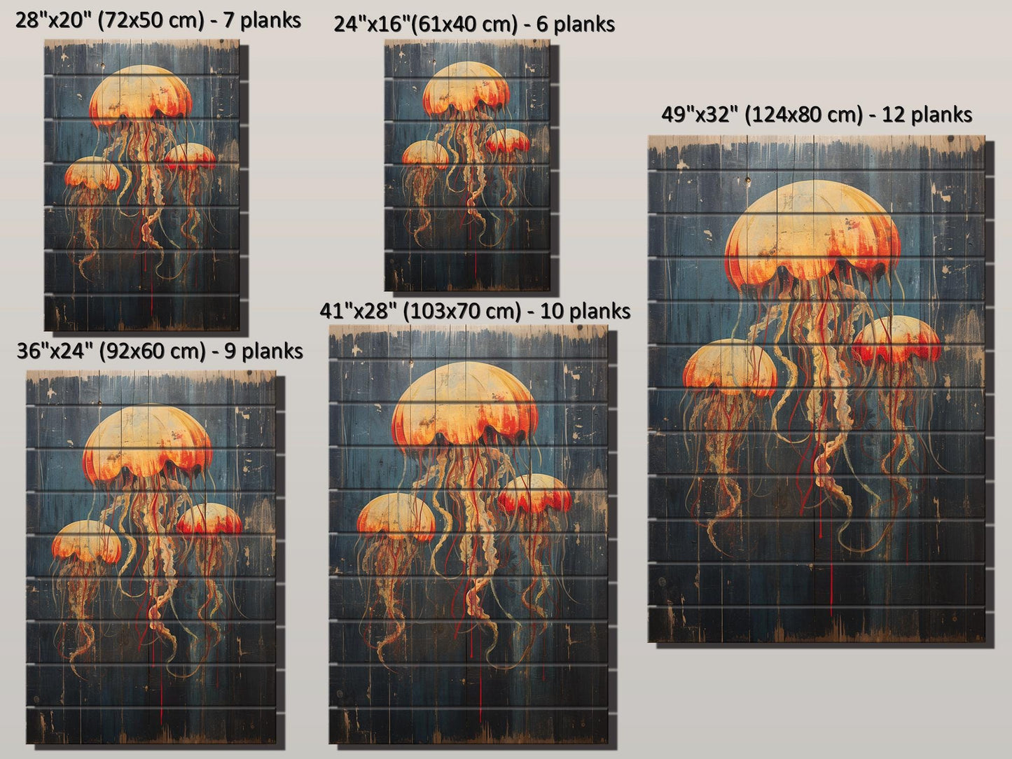Jellyfish Wall Art – Rustic Wood Decor | Unique Natural Wood Print