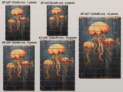 Jellyfish Wall Art – Rustic Wood Decor | Unique Natural Wood Print