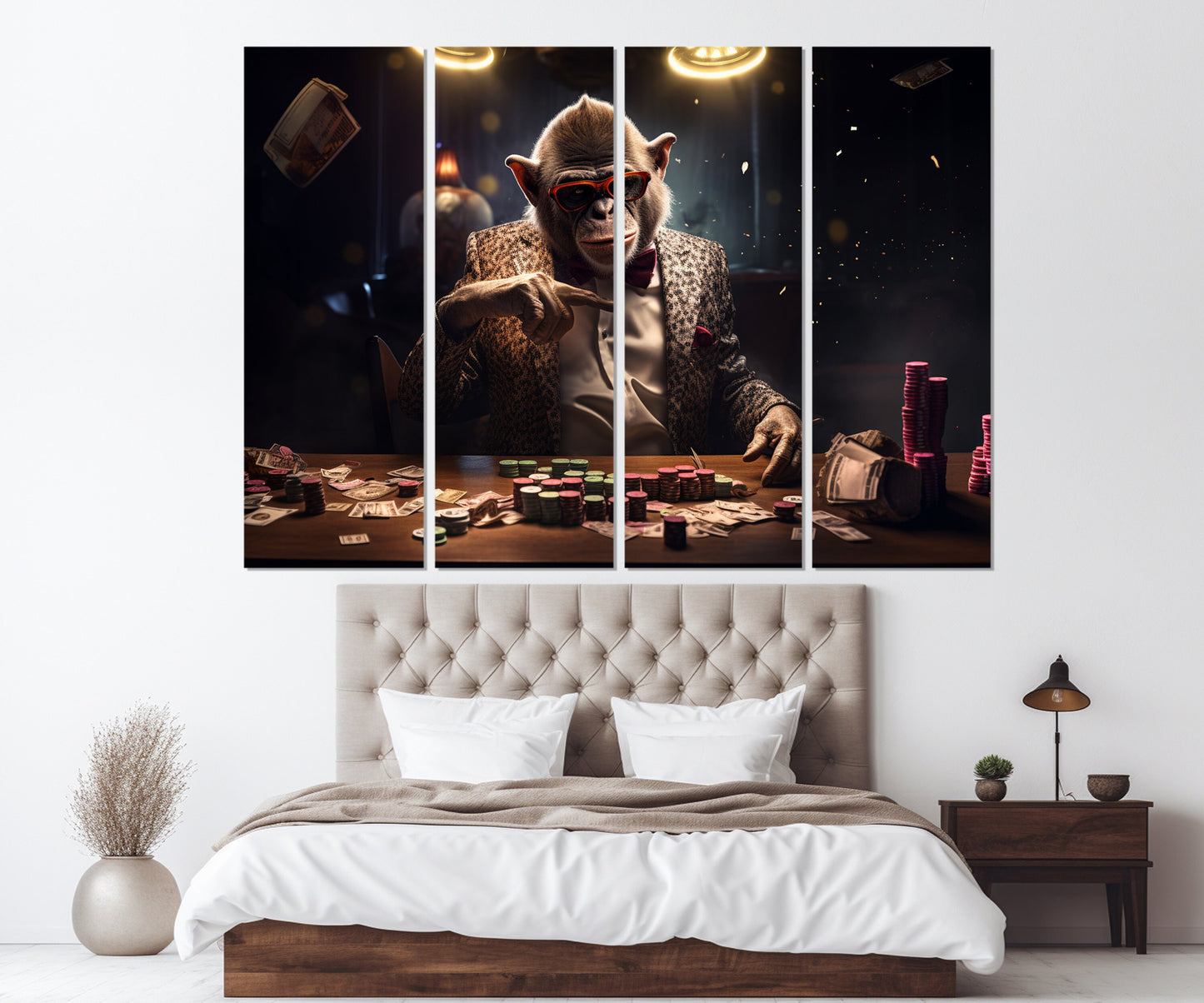 Poker Wall Art – Monkey Playing Poker Canvas Print | Framed & Ready to Hang