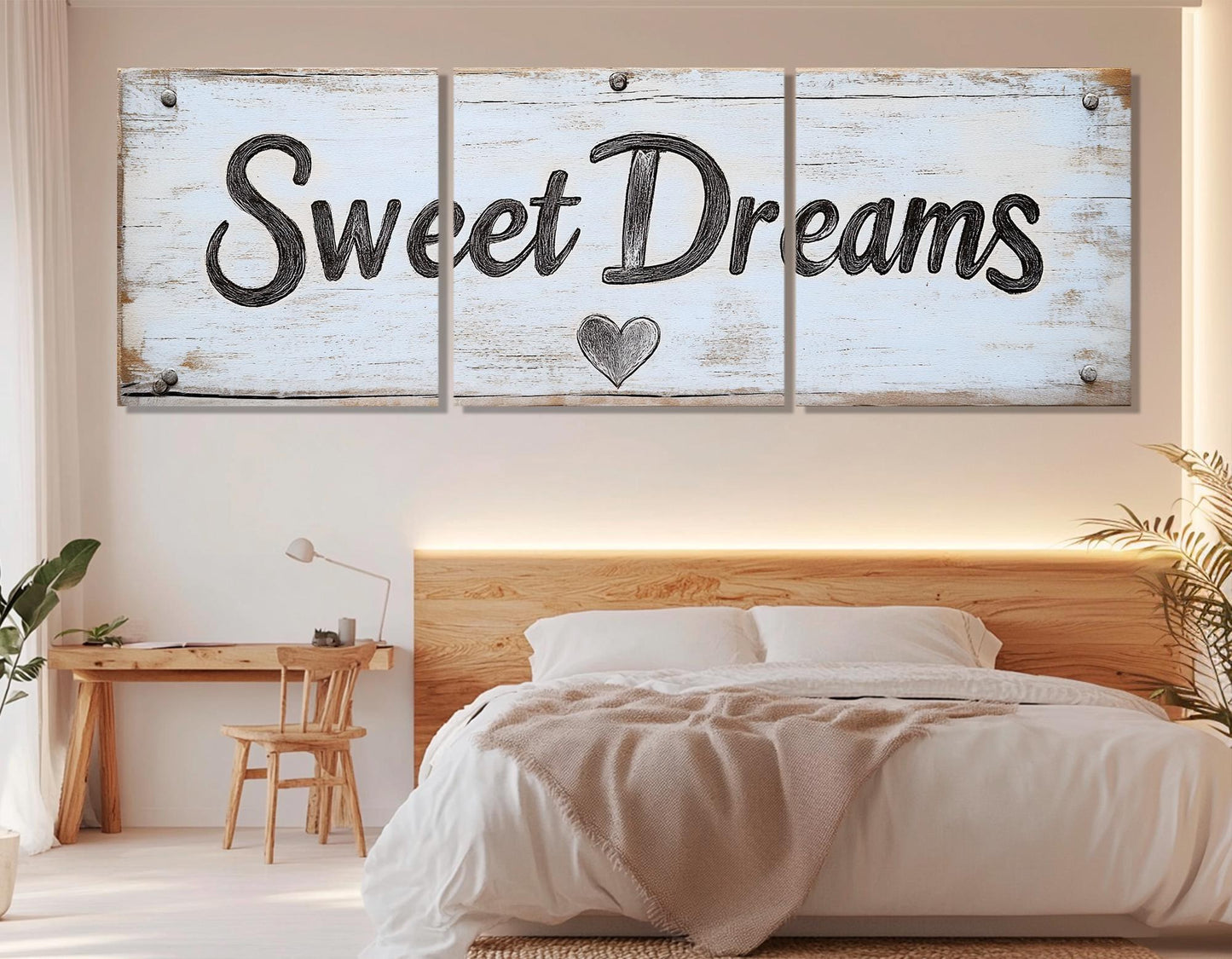 Sweet Dreams Canvas Print, Large Bedroom Sign, Bedroom Wall Decor, Framed and Ready to Hang