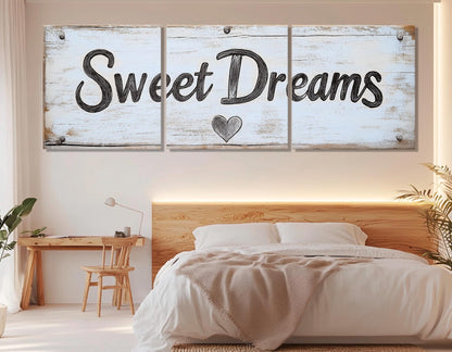 Sweet Dreams Canvas Print, Large Bedroom Sign, Bedroom Wall Decor, Framed and Ready to Hang