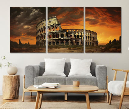 Colosseum Canvas Print – Large Rome Wall Art | Abstract Italy Wall Decor, Framed & Ready to Hang