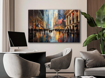 New York Stock Exchange Painting – Rustic Wood Wall Art | Manhattan Decor