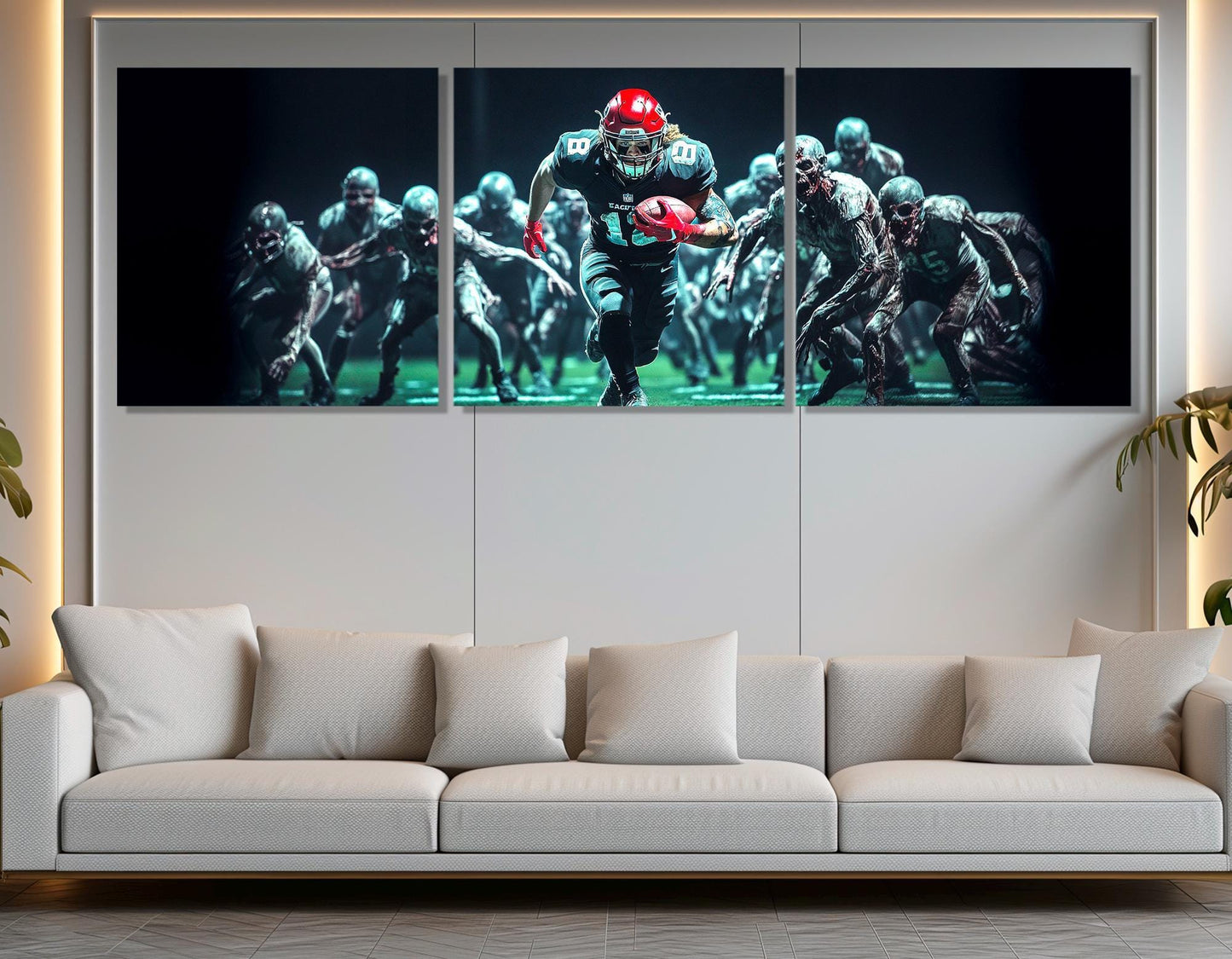 Football with Zombie Abstract Canvas Print, Football Wall Art, Framed and Ready to Hang