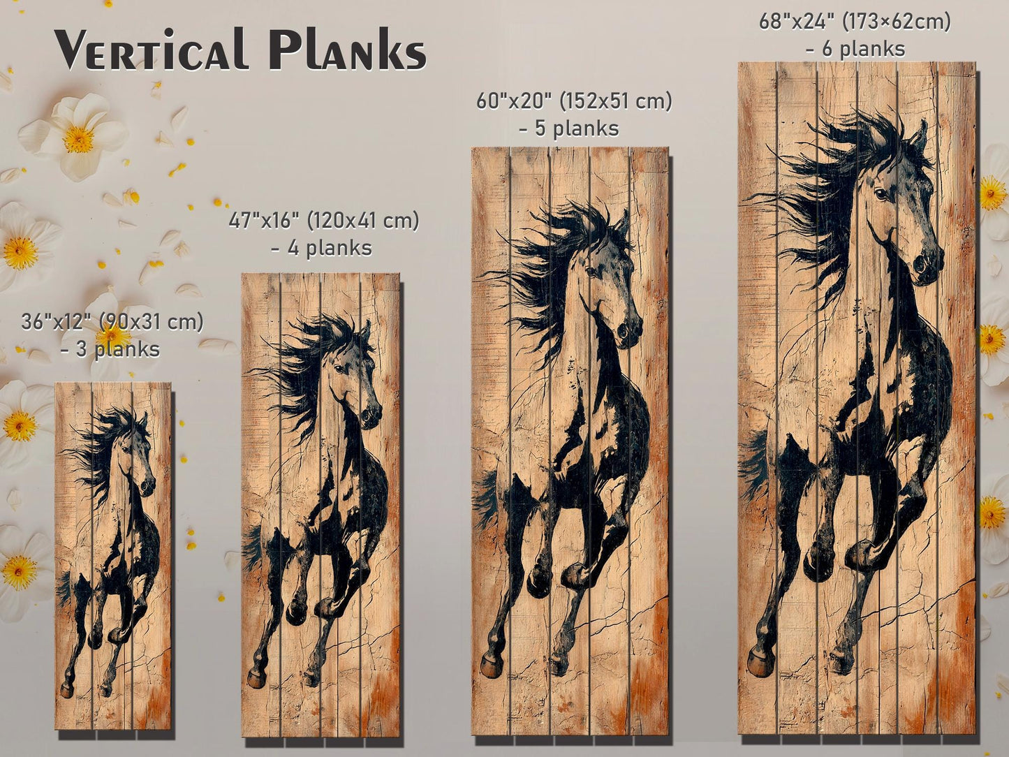 Wild Horse Wall Art – Rustic Wood Print With Unique Grain & Ready To Hang Decor