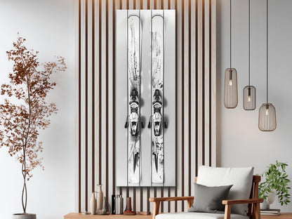 Minimalist Ski Print on Wood, Modern Skiing Wall Decor