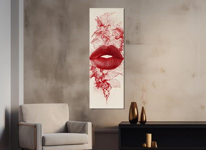 Red Lips Canvas | Modern Home Decor - Passionate Red Print Abstract Lips Poster