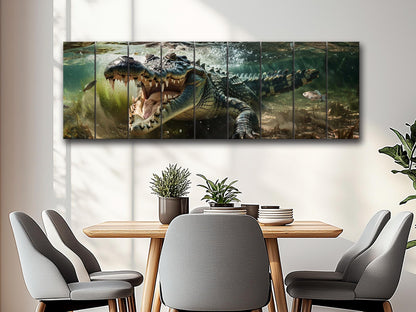 Crocodile Wood Wall Art – Natural Wood Print | Rustic Wooden Wall Decor