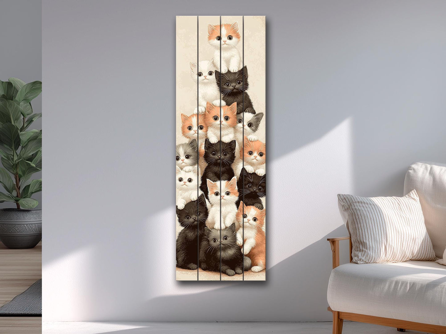 Kitten Print on Wood, Rustic Cats Wall Art, Cat Lover Gift