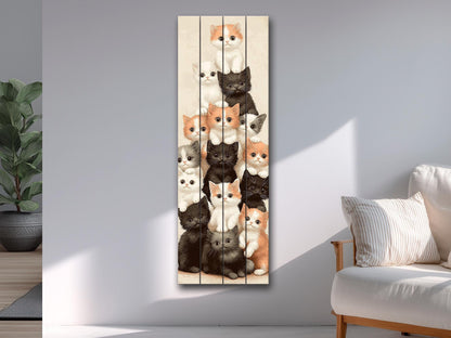 Kitten Print on Wood, Rustic Cats Wall Art, Cat Lover Gift