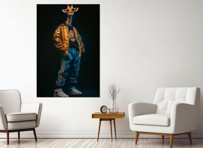 Giraffe Canvas Print – Cool Sport Suit Poster | Framed & Ready to Hang