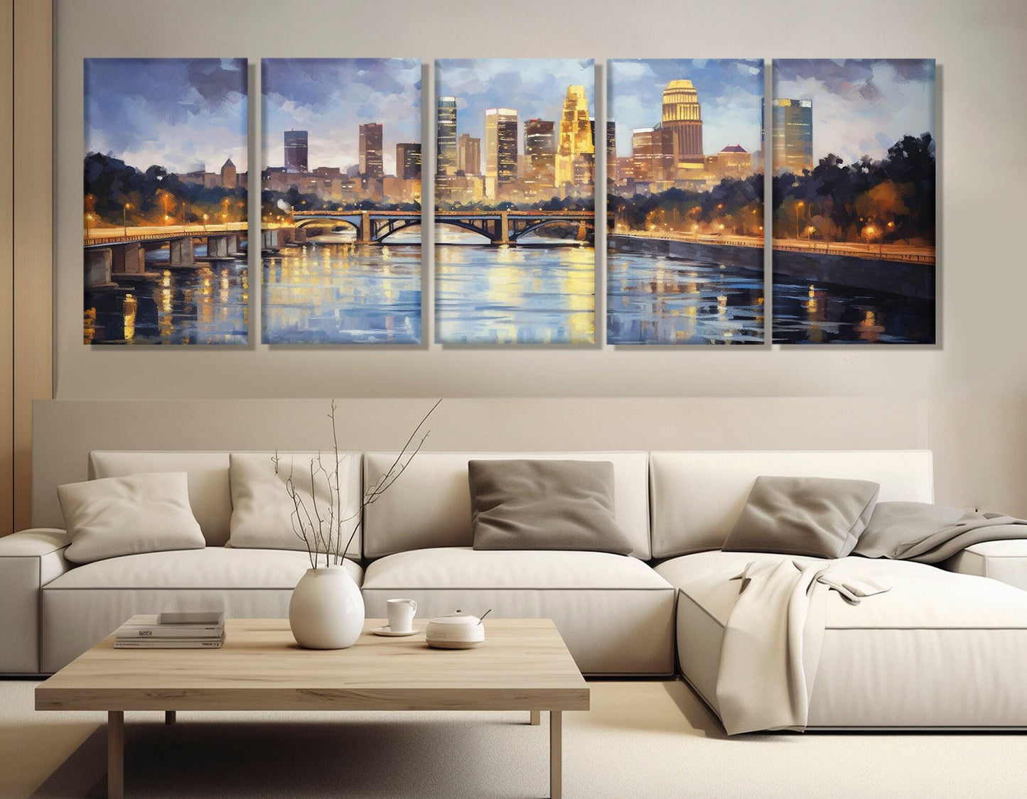 Minneapolis Canvas Print – Large Framed Cotton Canvas Wall Art | Abstract City Painting