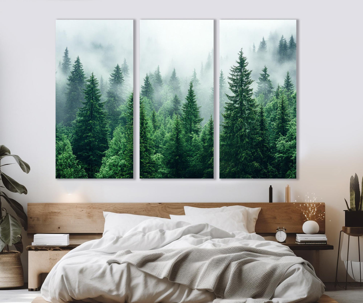 Foggy Forest Canvas Art – Pine Forest Wall Art | Framed Gallery Wrapped Canvas Print