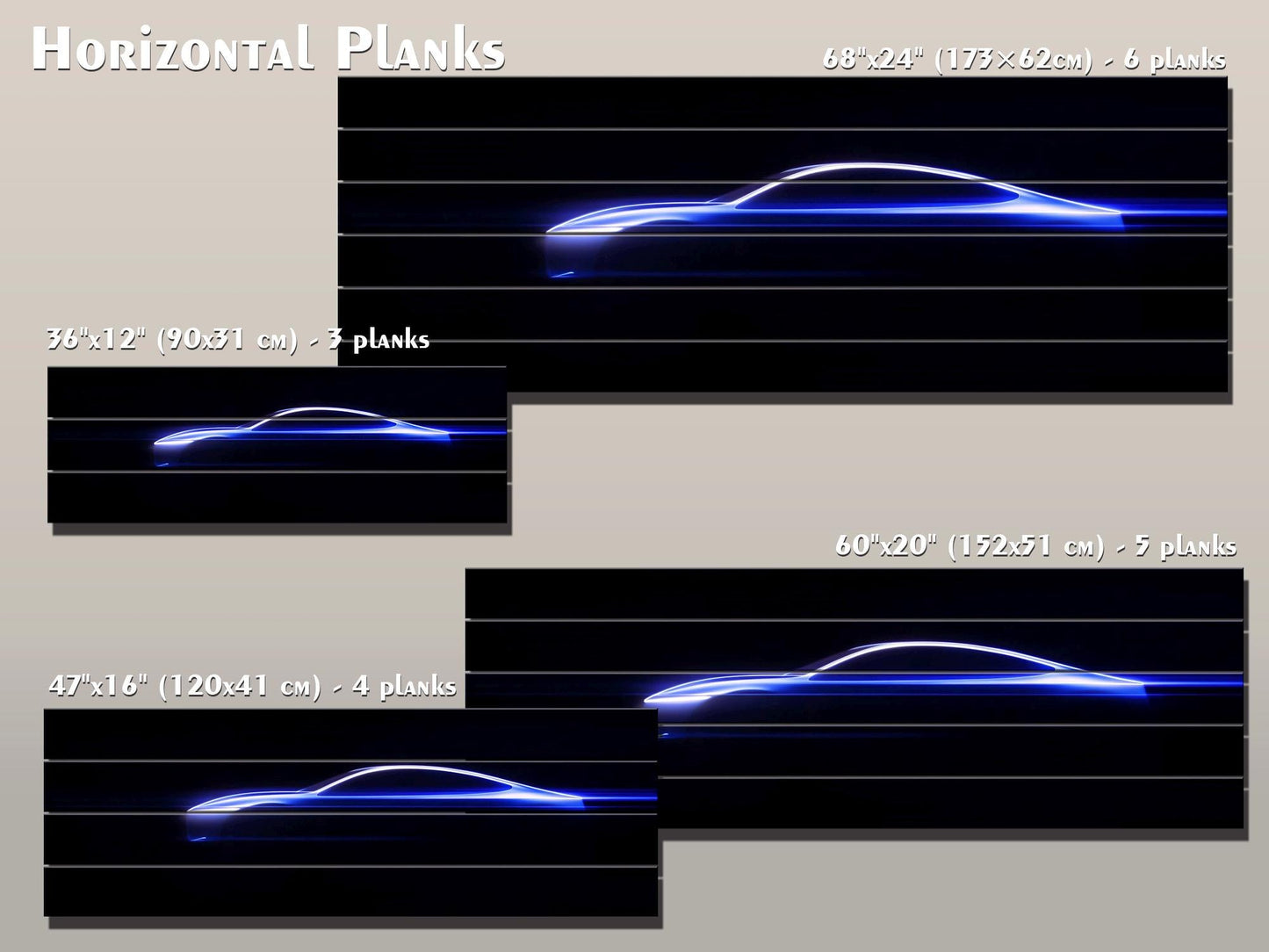Minimalist Sports Car Silhouette  Printed on Wood - Vehicle Wall Art