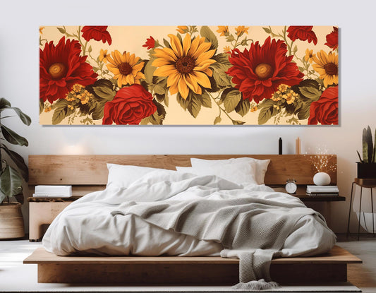 Sunflowers Canvas Print – Vintage Floral Art | Large Flower Poster, Rustic Wall Decor
