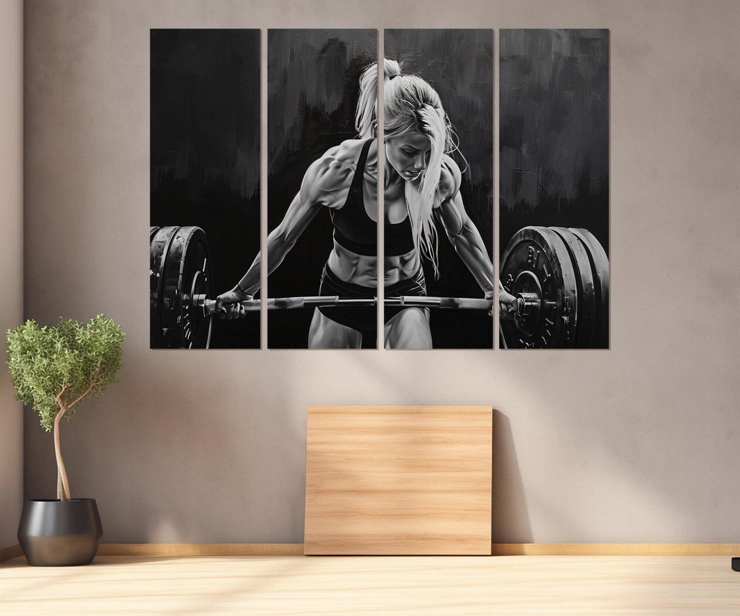 Fitness Wall Art – Black White Fitness Print | Women Workout Motivation Canvas