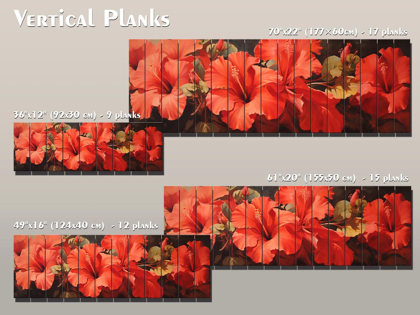 Red Hibiscus Wood Print – Natural Wood Wall Art | Impressionist Floral Decor