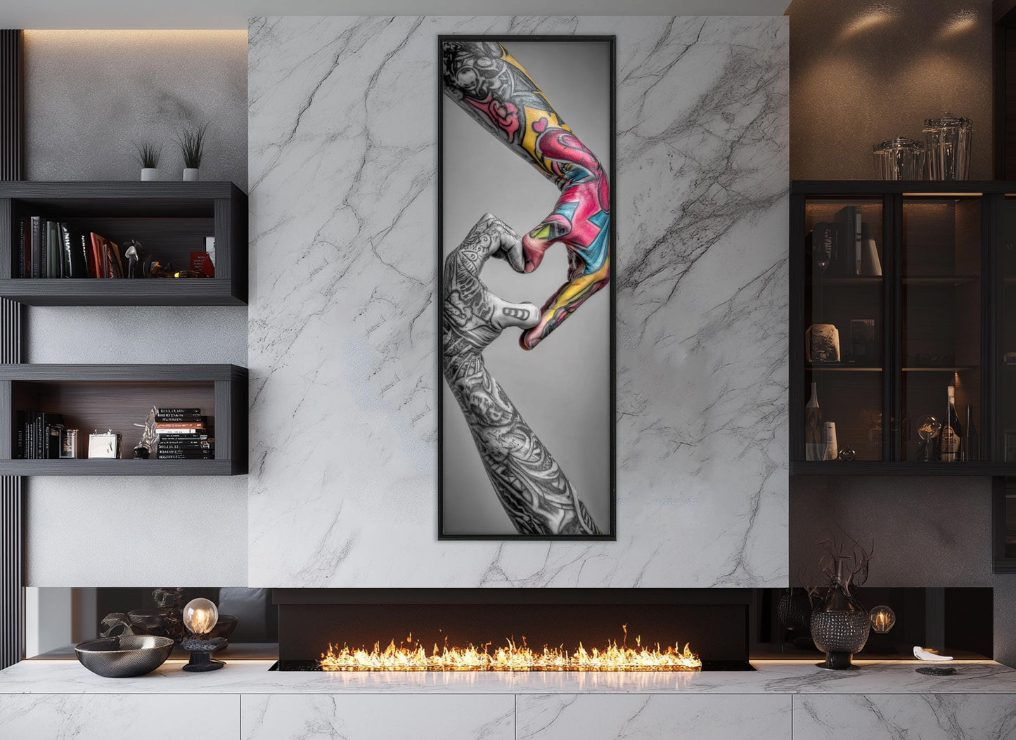 Tattoo Wall Art – Abstract Tattooed Hands Canvas Print | Framed & Ready to Hang