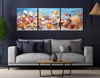 Colorful Seashells Canvas Print - Nautical Wall Decor | Framed Canvas Art Ready to Hang