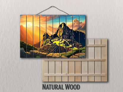 Machu Picchu Wall Art – Abstract Wood Plank Wall Decor, Peruvian Gift Idea