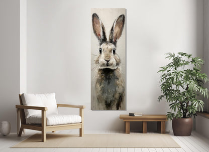 Rabbit Canvas Print - Beige Gray Rabbit Art | Rustic Wall Art Framed & Ready to Hang