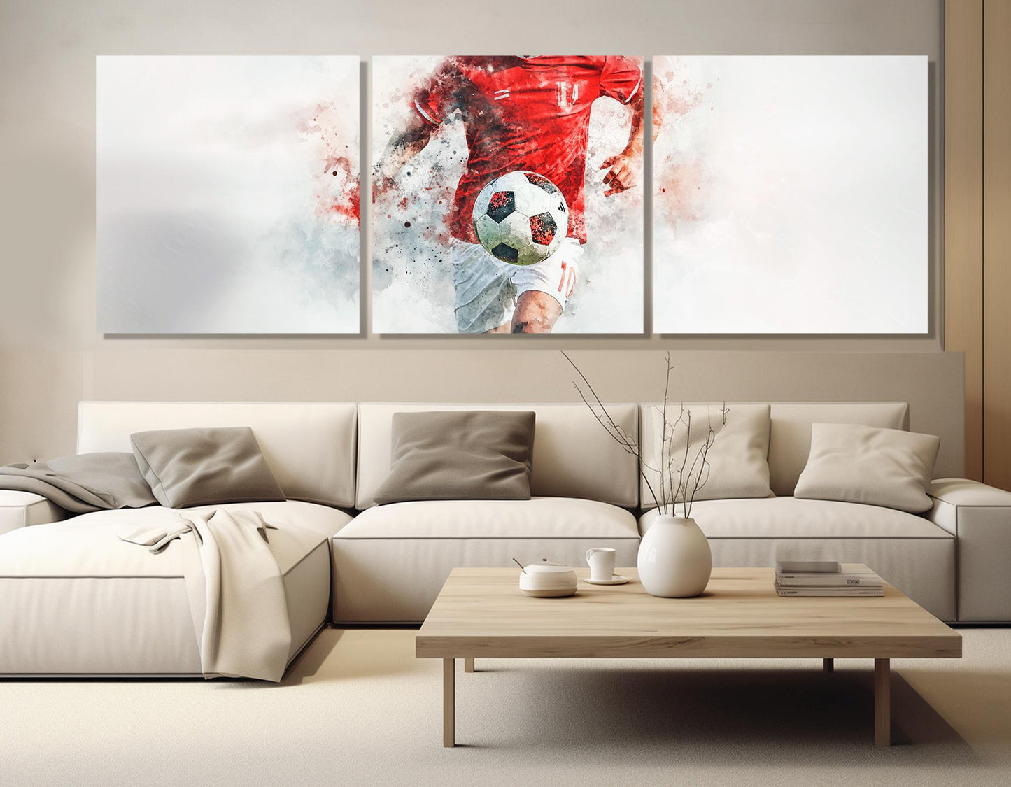 Abstract Soccer Canvas Print, Soccer Watercolor Painting, Framed and Ready to Hang