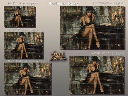 Wood Wall Art - Sexy Woman Poster in Boldini Style | Natural Wood Print, Ready to Hang Decor